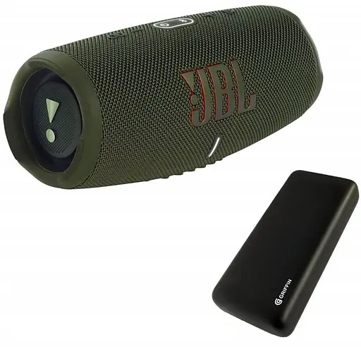 Портативная акустика JBL Charge 5 Green + Griffin 20000 mAh (JBLCHARGE5GRNPB) - фото 1