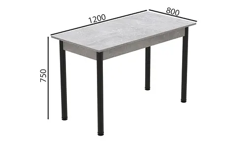 Стол кухонный Ferrum-decor Бенита 75x120x80 Черный ДСП Бетон 16мм (FRD-105572) - фото 4