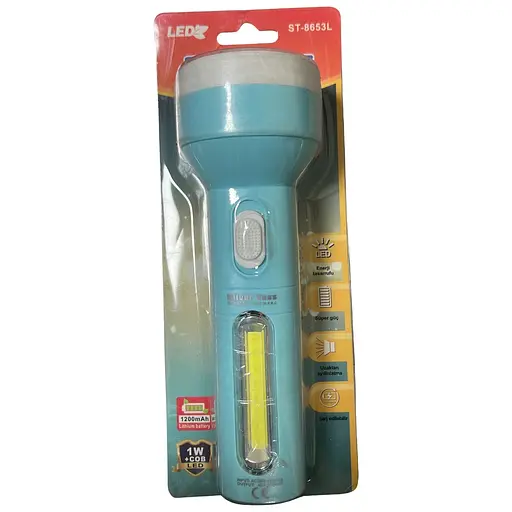 Акумуляторний потужний ручний ліхтар прожектор 2в1 Silver Toss ST-8653 + COB 4 режими Блакитний 88229 - фото 10