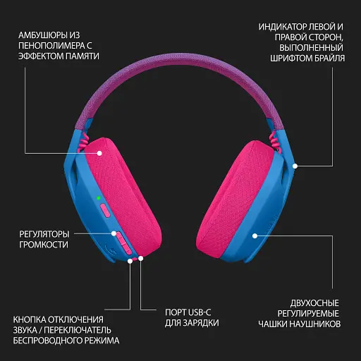 Гарнітура Logitech G435 Lightspeed Wireless Gaming - Blue (981-001062) (6736846) - фото 5