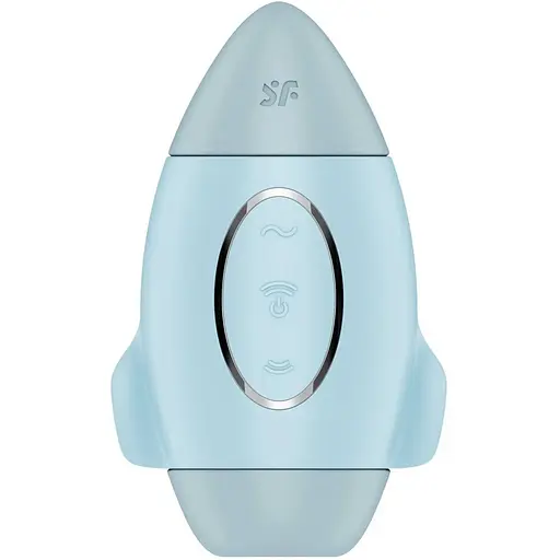 Вакуумный стимулятор клитора с вибрацией Satisfyer Mission Control голубой