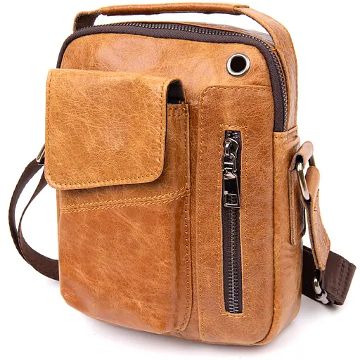 Кожаный мессенджер мужской Vintage 18х20,5х5,5 см sum0013981 - фото 1