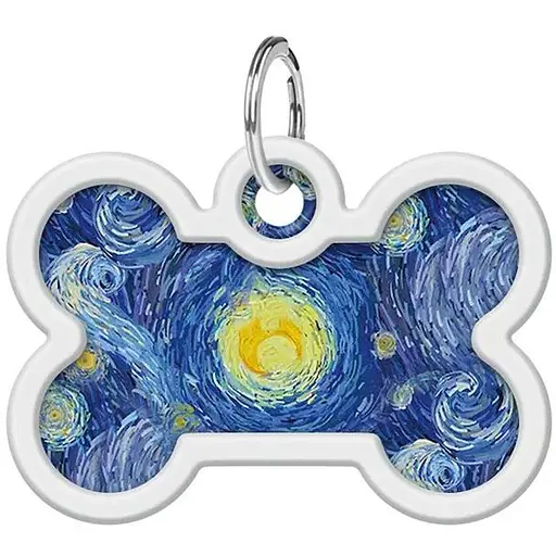 Адреса для собак и кошек Waudog Smart ID металлический с QR паспортом, рисунок "Водяные лилии" - фото 2