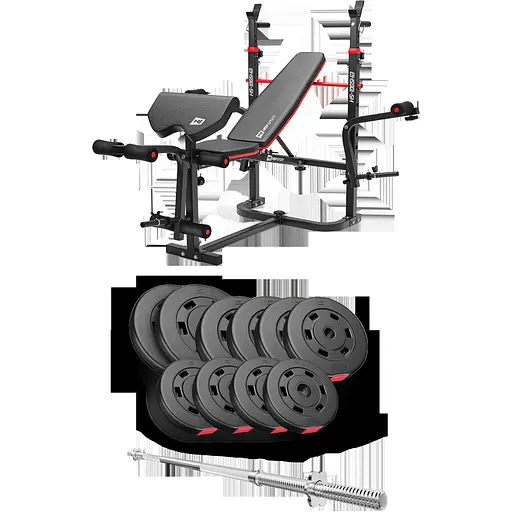 Набор Hop-Sport Premium 59кг со скамьей HS-1065HB Pro и штангой