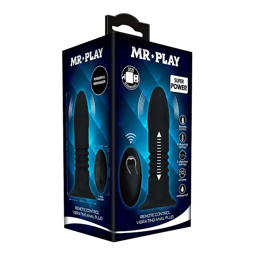 Анальна пробка Mr. Play Remote Control 13.8 см (чорний) - фото 3