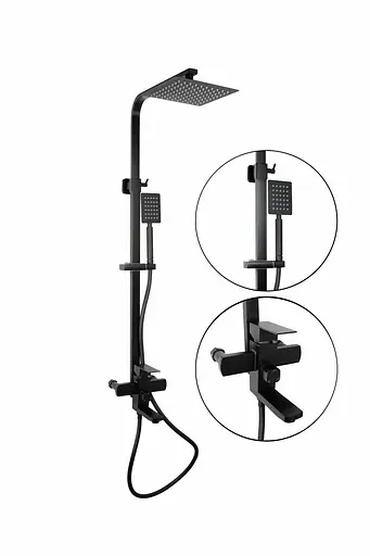 Душова система Germece з виливом 72433В чорна матова, Чорний - фото 2