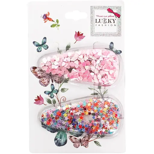 Затискач дитячий для волосся "Сердечки" T18432 рожеві сердечка