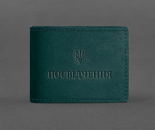 Универсальная кожаная обложка для удостоверения зеленая - фото 1