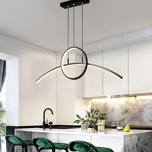 Удлиненная геометрическая люстра в черном корпусе 105 см | Ст. NO9-1000 BK | Line F - фото 1