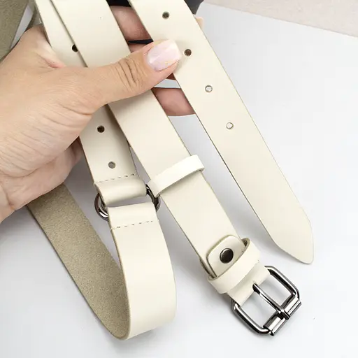 Ремінь жіночий шкіряний у два обороти SF-2501 молочний (180-230 см) - фото 4