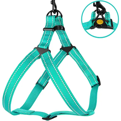 Шлея для собак Barksi Active світловідбивна (обхват грудей 40-53 см ширина 1.6 см) ментолова - фото 2