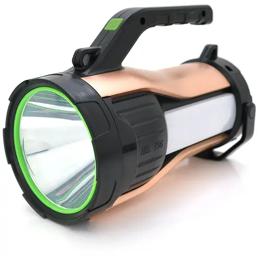 Фонарь поисковый Haoerliang HEL-T96, 1LED+COB T6, 10W, 3+2+2 режима, 20000mah, Black/Gold, IP40, USB кабель+Solar, 200х95х140мм, BOX