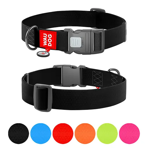 Нашийник для собак водостійкий Waudog Waterproof з QR-паспортом пластиковий фастекс XXL Ш 40 мм Д 46-70 см чорний - фото 2