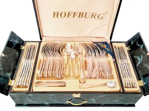 Набор столовых приборов Hoffburg HB-72883GS на 12 персон в подарочном кейсе 72 предмета Золотой - фото 3