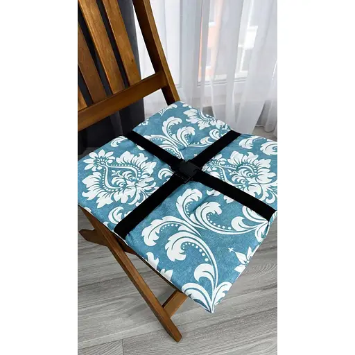 Водоотталкивающая подушка на стул Вензель петроль (2 шт.) - фото 4