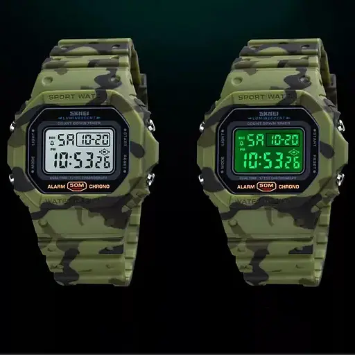 Чоловічий наручний електронний годинник Skmei 1628 Камуфляж - фото 5