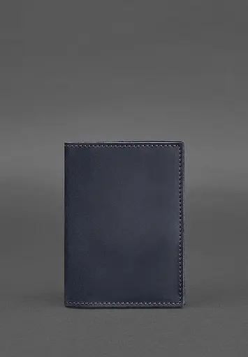 Кожаная обложка для паспорта и военного билета 1.2 синяя Crazy Horse - фото 2