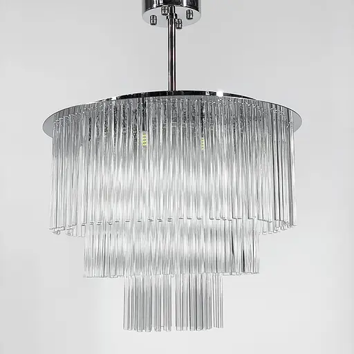 Кришталева потрійна люстра із сріблом у двох розмірах Line.F Діаметр 50см - фото 2