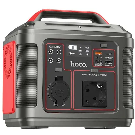 Портативная электростанция Hoco DB28, 80000 mAh, 300W, 3USB, Type-C, AC, PD, QC, black