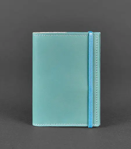 Шкіряна обкладинка для паспорта 1.0 бірюзова - фото 1