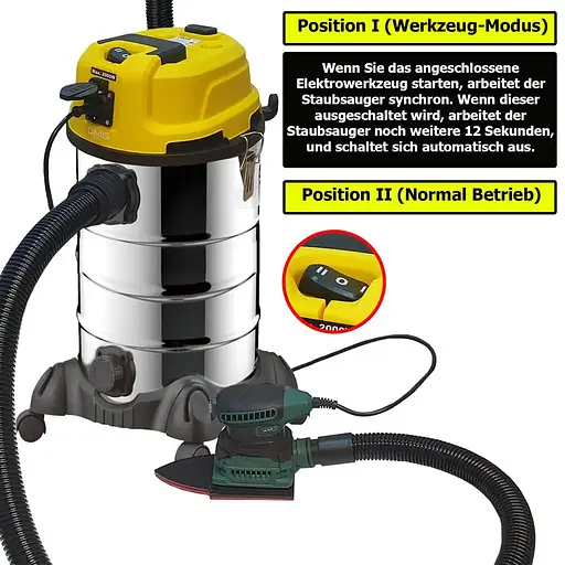 Пылесос DMS NTSC-30 Yellow промышленный 30 л - фото 5