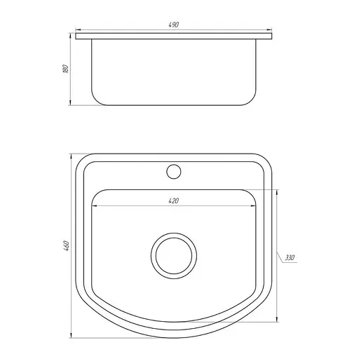 Мийка кухонна Mira MR 4946 E заокруглені кути 490х460х180 мм Satin 30412 - фото 2