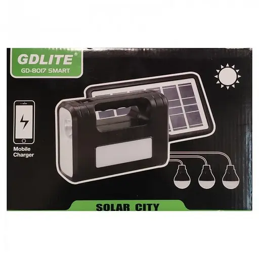 Портативна сонячна станція GDLite GD-8017 з ліхтарем та 3 лампочками - фото 9
