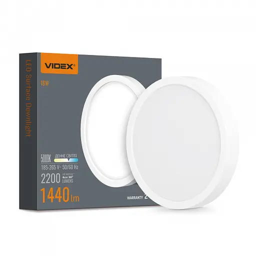 LED Светильник круглый накладной VIDEX 18W 5000K White - фото 1