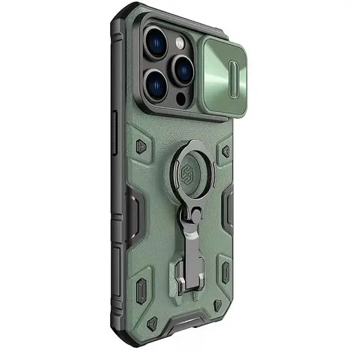 Чехол TPU+PC Nillkin CamShield Armor Pro no logo шторка на камеру для Apple iPhone 14 Pro 6.1 Зеленый - фото 2