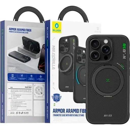 Чохол Blueo Aramid Fiber Case Rotatable Stand для Apple iPhone 16 Pro Max Black (BL-054I16PM) [132546] - фото 4