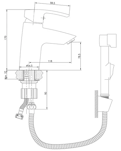 Змішувач з гігієнічною лійкою Imprese Horak 05170BT, Хром - фото 2