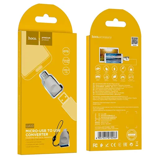 Адаптер перехідник Hoco UA10 MicroUSB to USB 3.0 F сріблястий - фото 7
