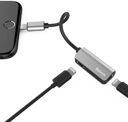 AUX-адаптер Baseus L37 Lightning Male to 2 Lightning Female 0.12 м - фото 3