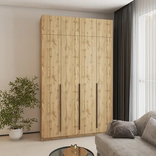 Шафа 4-дверна з антресоллю MebelStar Оскар ДСП BL-B, додаткова штанга 160x52x260 см Дуб тахо (MBS-5008) - фото 1