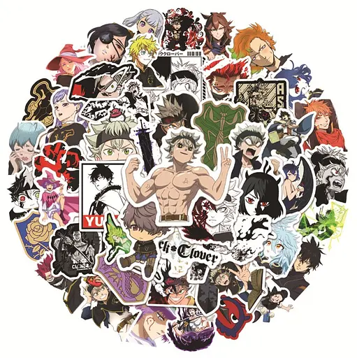 Стікерпак Чорна конюшина Набір наклейок GeekLand Black Clover 50 штук - фото 1