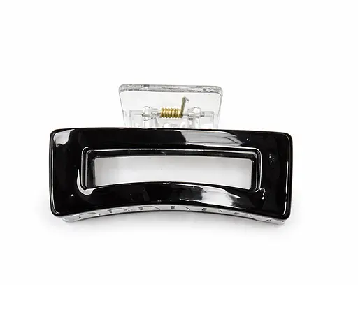 Зажим прямоугольный глянцевый для волос 8,5 см пластик с металлическим механизмом Черный - фото 1