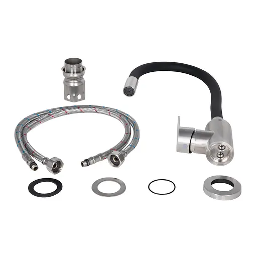 Смеситель для кухни Lidz Vida 04R-BFS U-образный гибкий Black (k35) Нержавеющая сталь - фото 3