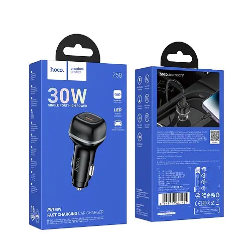 Автомобильное зарядное устройство HOCO Z58 Rank single port PD30W car charger черный - фото 7