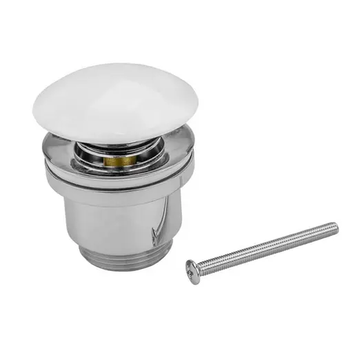 Донний клапан Frap F60-8, автомат, з білою керамічною кришкою, 1 1/4", білий/хром, Білий - фото 2