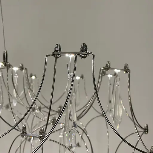 Дизайнерська невагома срібна люстра із кришталем Ø 70 см | Арт. MJ 203-730 CH | Line F - фото 8