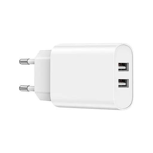Мережевий зарядний пристрій Wiwu Wi-U003 Dual USB A Chager EU Plug Білий - фото 1