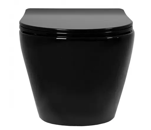 Подвесной унитаз Rea Carlo Mini rimless flat black REA-C8936, Черный - фото 2