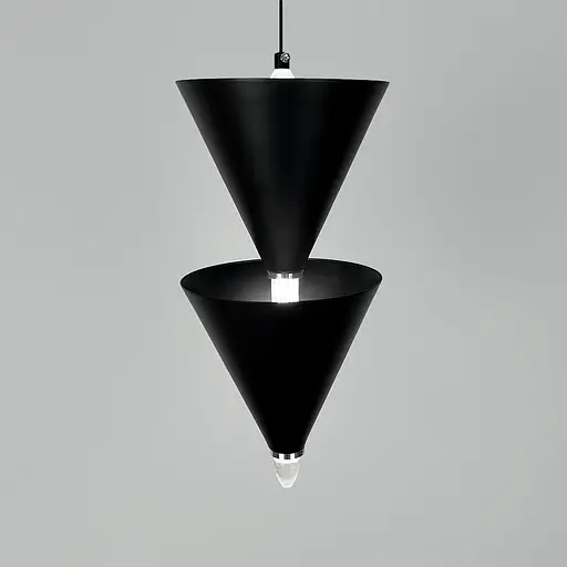 Чорний підвісний світильник із подвійним конусним дизайном Ø 17х40 см | Line F | Арт. MJ347/2 BK - фото 6