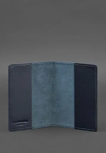 Кожаная обложка для паспорта и военного билета 1.3 темно-синяя - фото 4