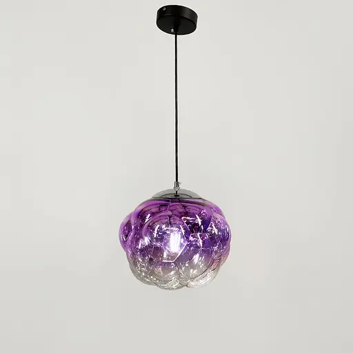 Підвіс із фактурним скляним плафоном в фіолетовому кольорі | Арт. 0619/1 Purple | Line F - фото 1