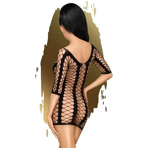 Мінісукня Penthouse Bedtime Surprise S/L Black, велика сітка, рукави, вертикальні вставки - фото 2