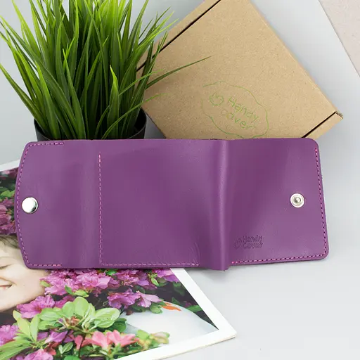 Кошелек женский кожаный маленький на кнопке Handycover HC0062 фуксия - фото 7