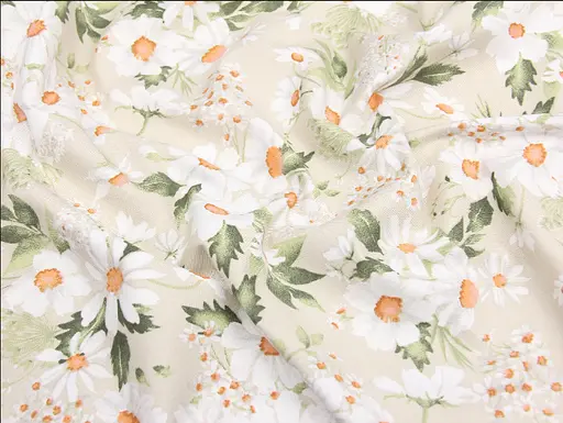 Тканина з тефлоновим просоченням з принтом Ромашка (від 1 м) Бежевий - фото 2