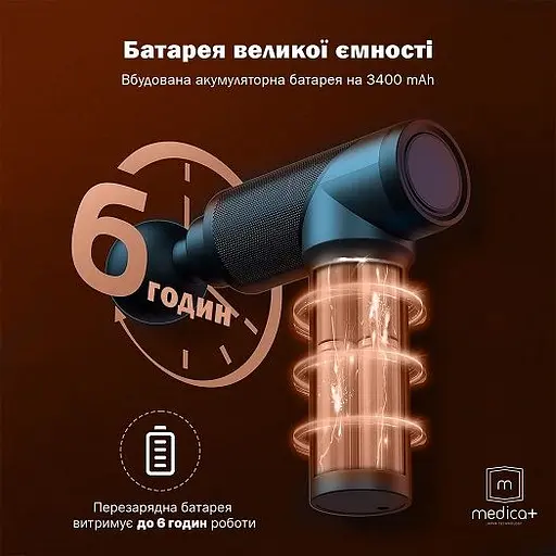 Перкусійний ручний масажер для тіла і м'язів Medica+ MassHand Pro 5.0   - фото 5