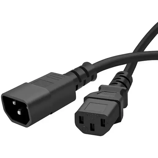 Кабель питания от сети PC-189, черный, 1.8 м, ColorWay, IEC C14 - IEC C13, 3x0.75 мм² (CW-CBP087-BK) - фото 1